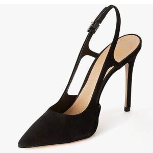 FOWT Black Stiletto High Heel Pointed Toe Slingback Pumps Slip on Prom Shoes